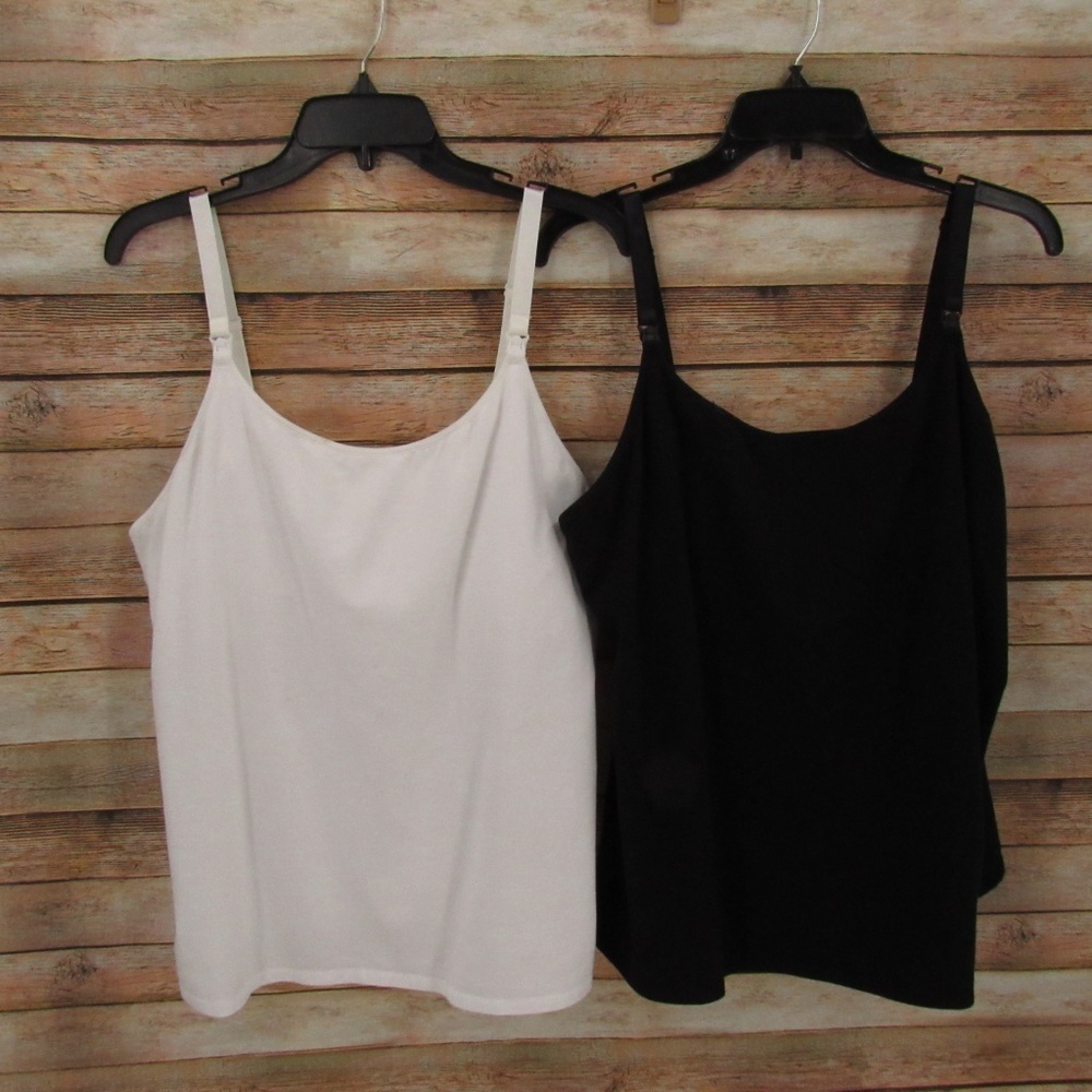 a:glow Maternity & Nursing Tanks 1 Black/ 1 White (2 Pack) XL